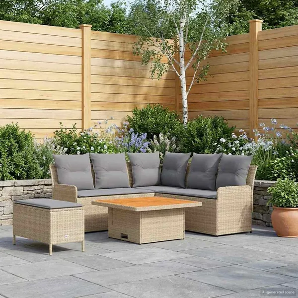 Ensembles de meubles 5 pcs Beige et Gris clair Rotin PE