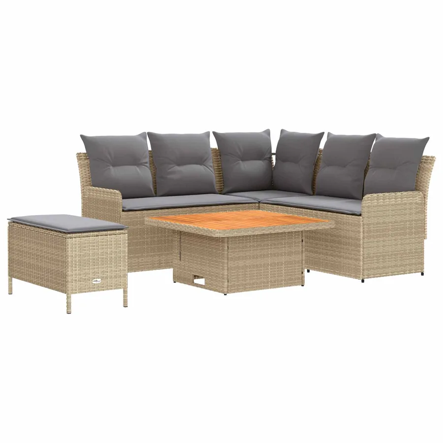 Ensembles de meubles 5 pcs Beige et Gris clair Rotin PE - 2