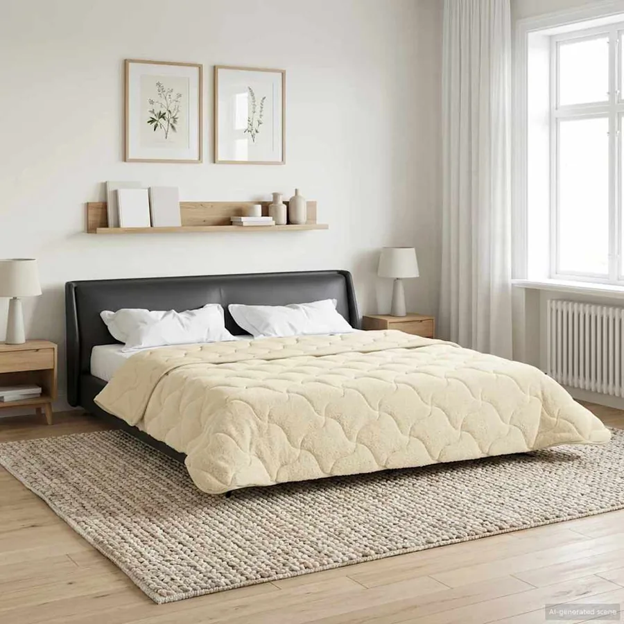 Duvet d'hiver Crème 220 x 260 cm Microfibre et polaire Teddy