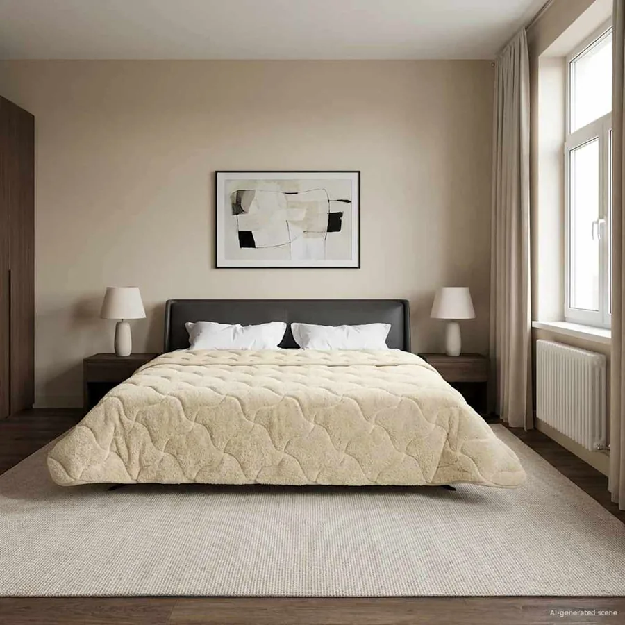 Duvet d'hiver Crème 200 x 240 cm Microfibre et polaire Teddy