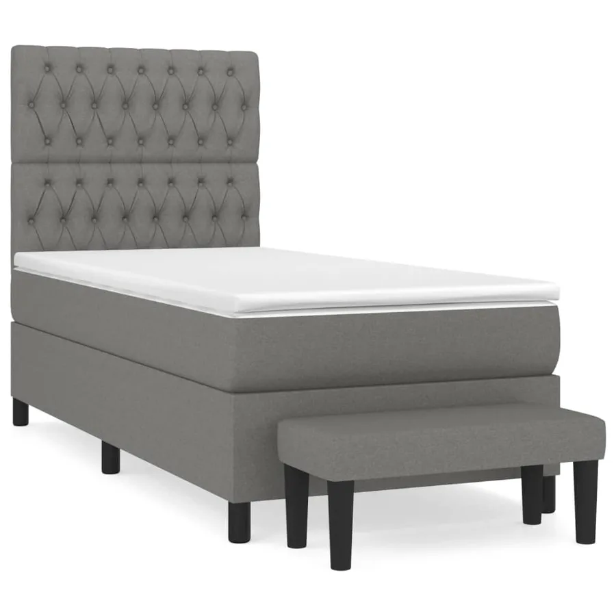 Sommier à lattes de lit avec matelas Gris foncé 100x200cm Tissu - 2