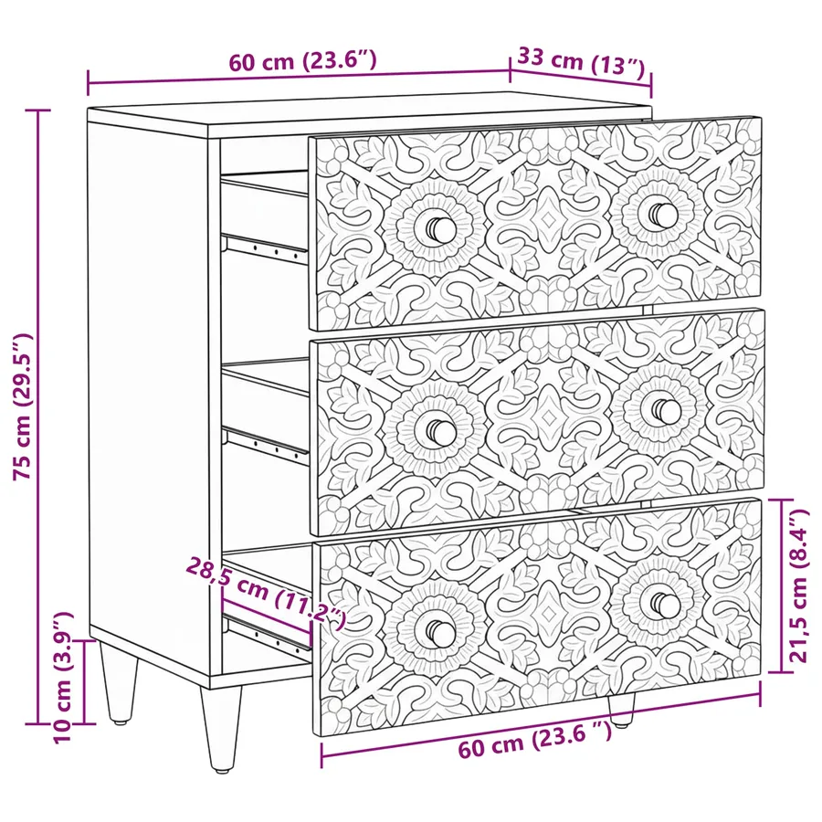 Buffet de Rangement Marron 60 x 33,5 x 75 cm - 11