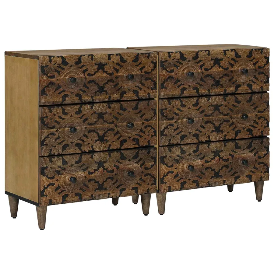 Buffet 2 pcs Marron 60 x 33,5 x 75 cm Bois de mangue massif