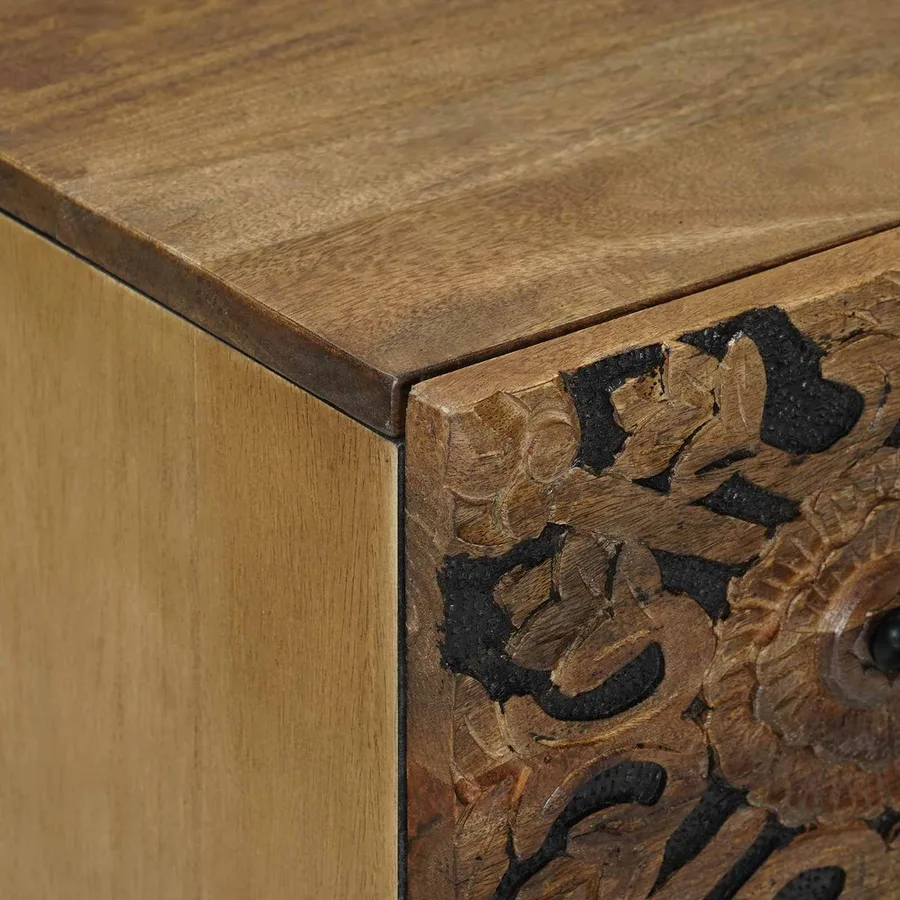 Buffet 2 pcs Marron 60 x 33,5 x 75 cm Bois de mangue massif - 7