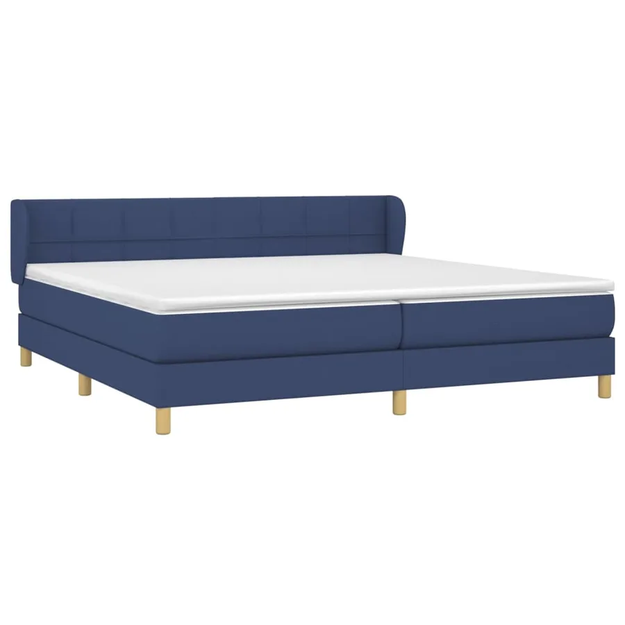 Sommier à lattes de lit avec matelas Bleu 200x200 cm Tissu - 3