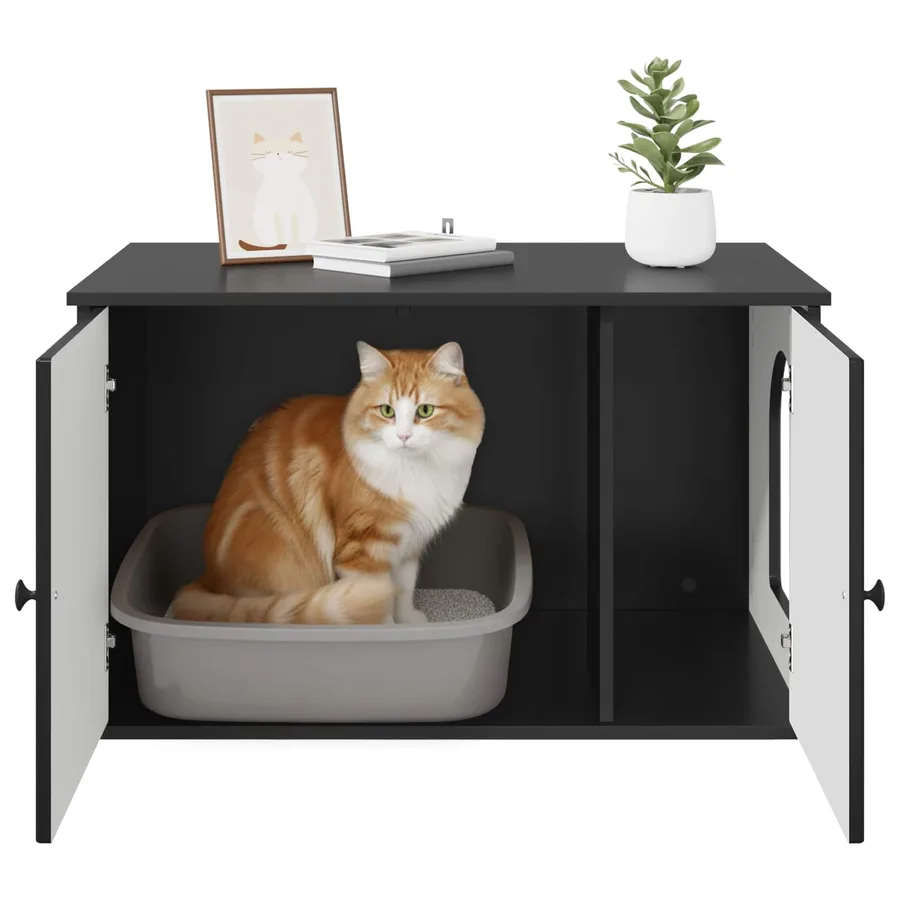 Maison pour chat Noir 85 x 55 x 50,5 cm Bois d'ingénierie - 11