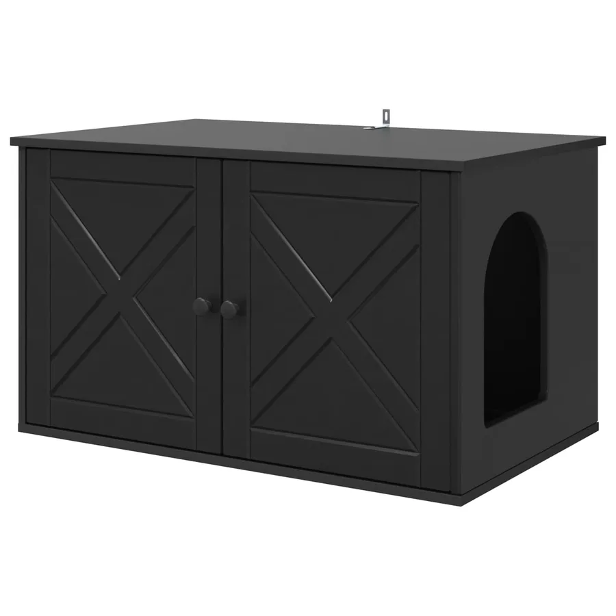 Maison pour chat Noir 85 x 55 x 50,5 cm Bois d'ingénierie - 2
