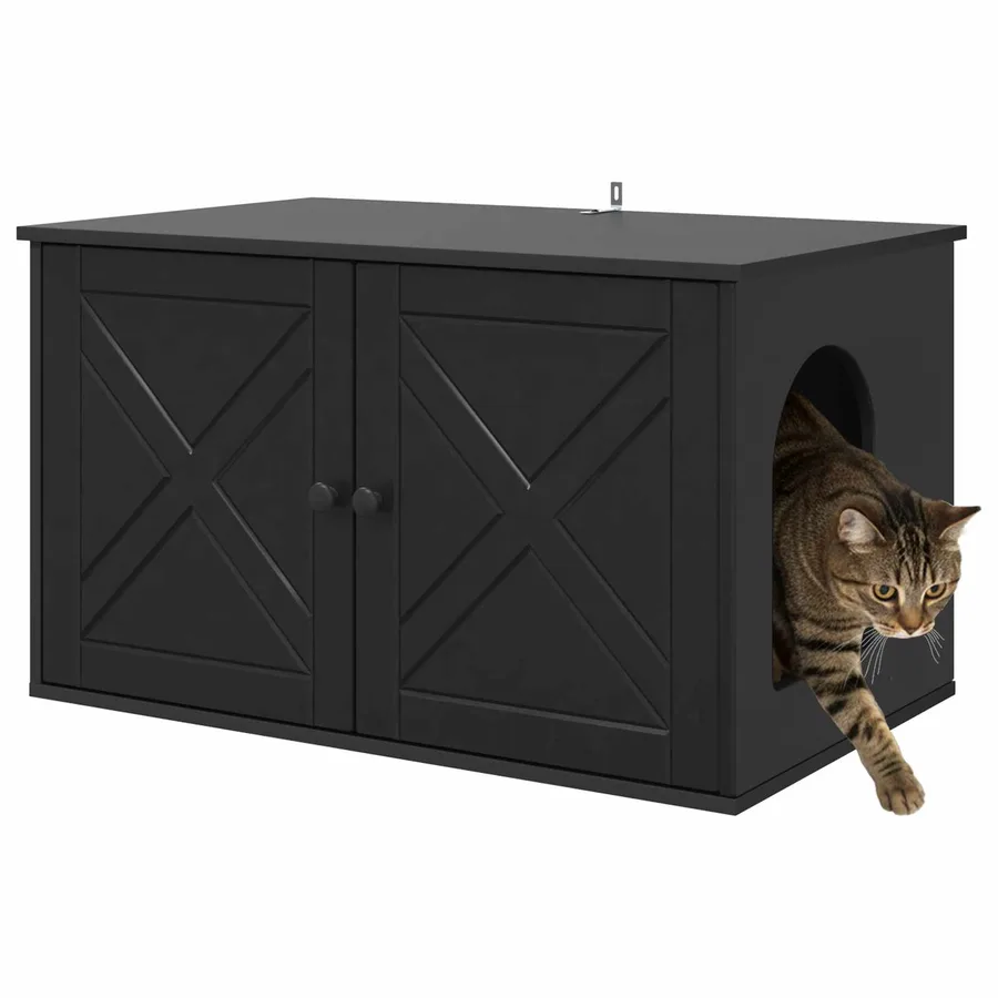 Maison pour chat Noir 85 x 55 x 50,5 cm Bois d'ingénierie - 3