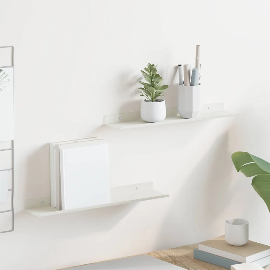 Étagère flottante 2 pcs Blanc 40 x 8,5 x 2,5 cm Acier