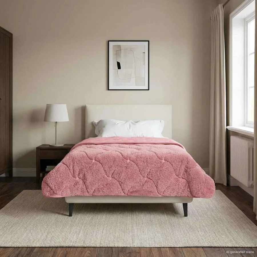 Duvet d'hiver Rose 155 x 220 cm Microfibre et polaire Teddy - 4
