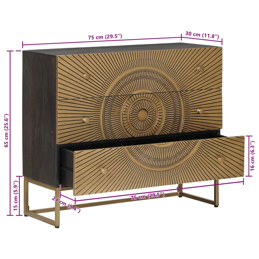 Armoire à tiroirs avec tiroir Laiton 75 x 30 x 65 cm - 11