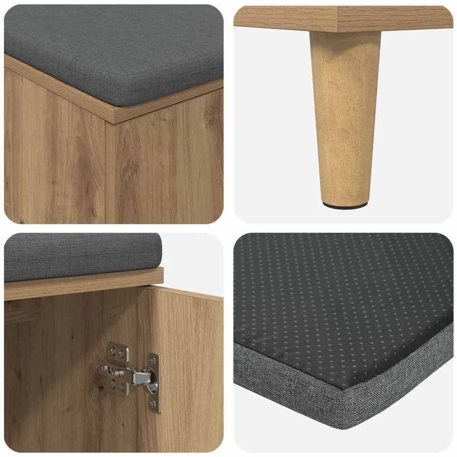 Banc d'entrée Chêne Artisanal 80 x 38 x 46 cm - 9