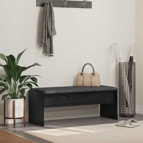 Banc d'entrée avec coussin Chêne noir 103 x 38 x 40 cm