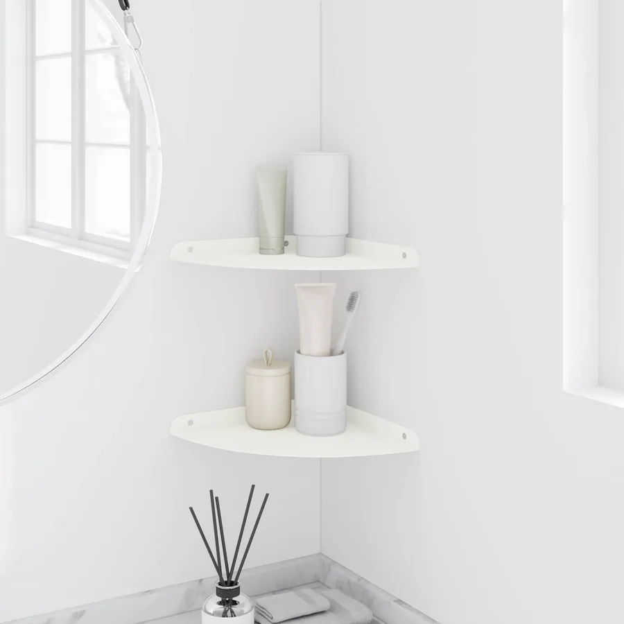 Étagère flottante avec étagère 2 pcs Blanc 24 x 24 x 2 cm - 4