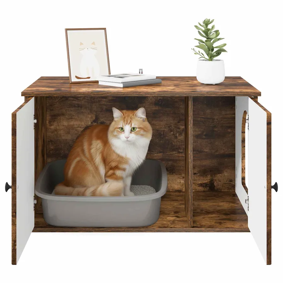 Maison pour chat Chêne fumé 85 x 55 x 50 cm Bois d'ingénierie - 11