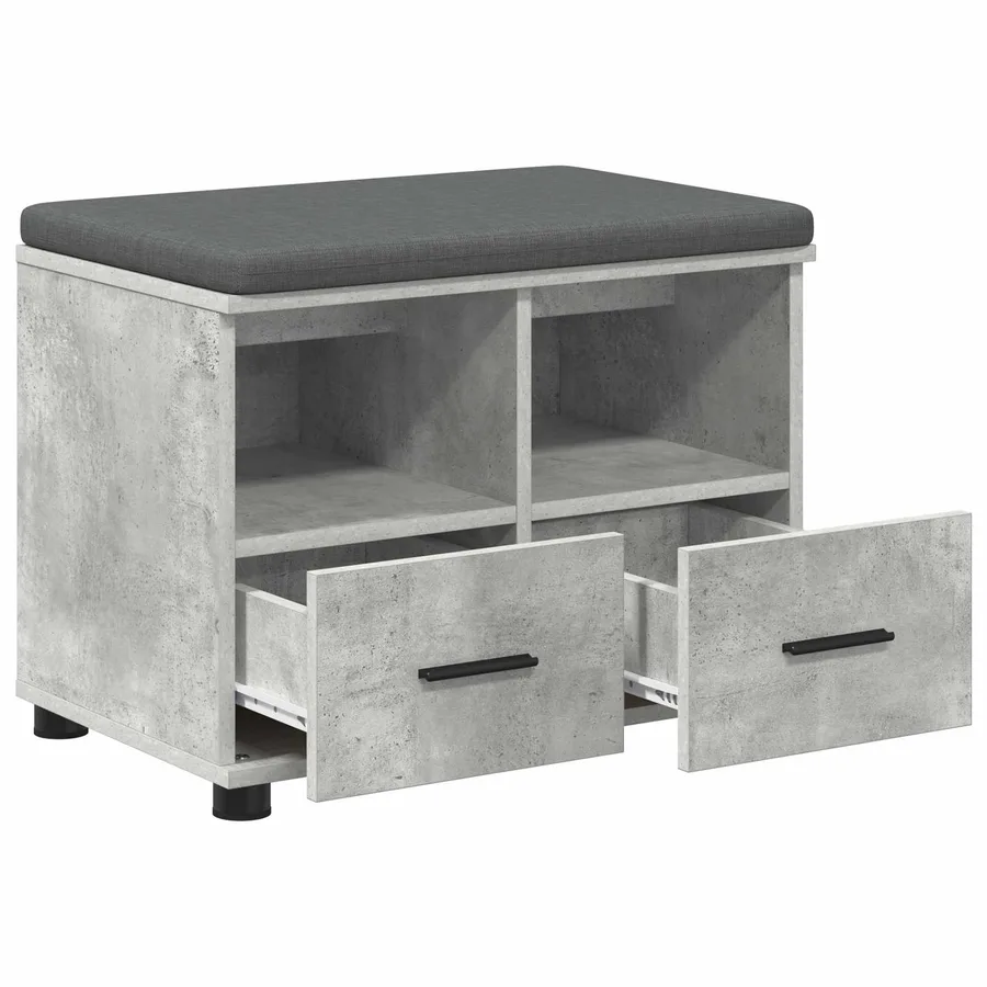 Banc d'entrée avec coussin Gris Béton 60 x 38 x 46 cm - 5