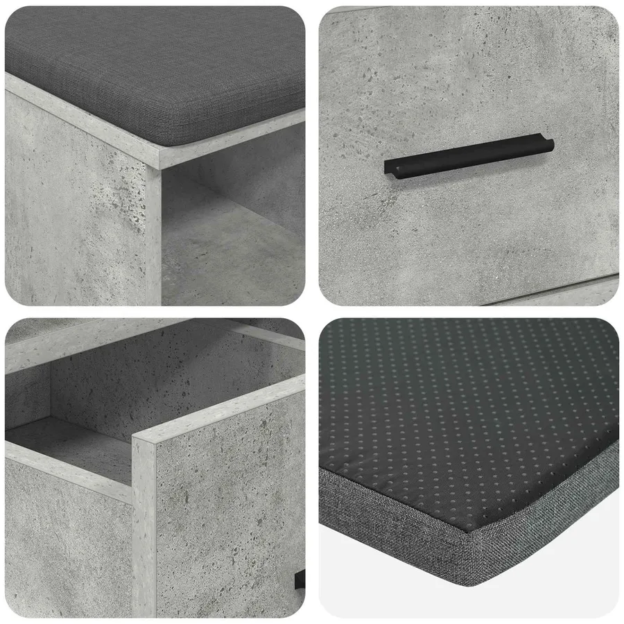 Banc d'entrée avec coussin Gris Béton 60 x 38 x 46 cm - 9