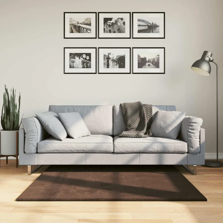Tapis doux à poils moyens et lavable HUARTE Marron 120 x 120 cm