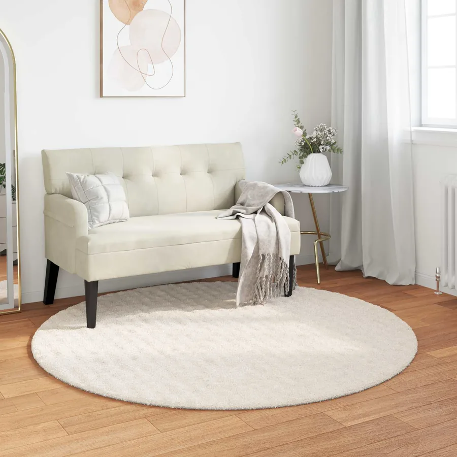 Tapis de surface Rond SIROLO Crème Ø 120 CM Polyester
