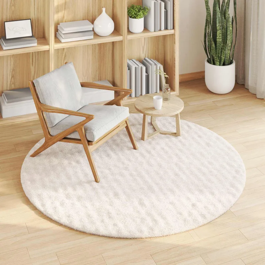 Tapis de surface Rond SIROLO Crème Ø 120 CM Polyester - 3