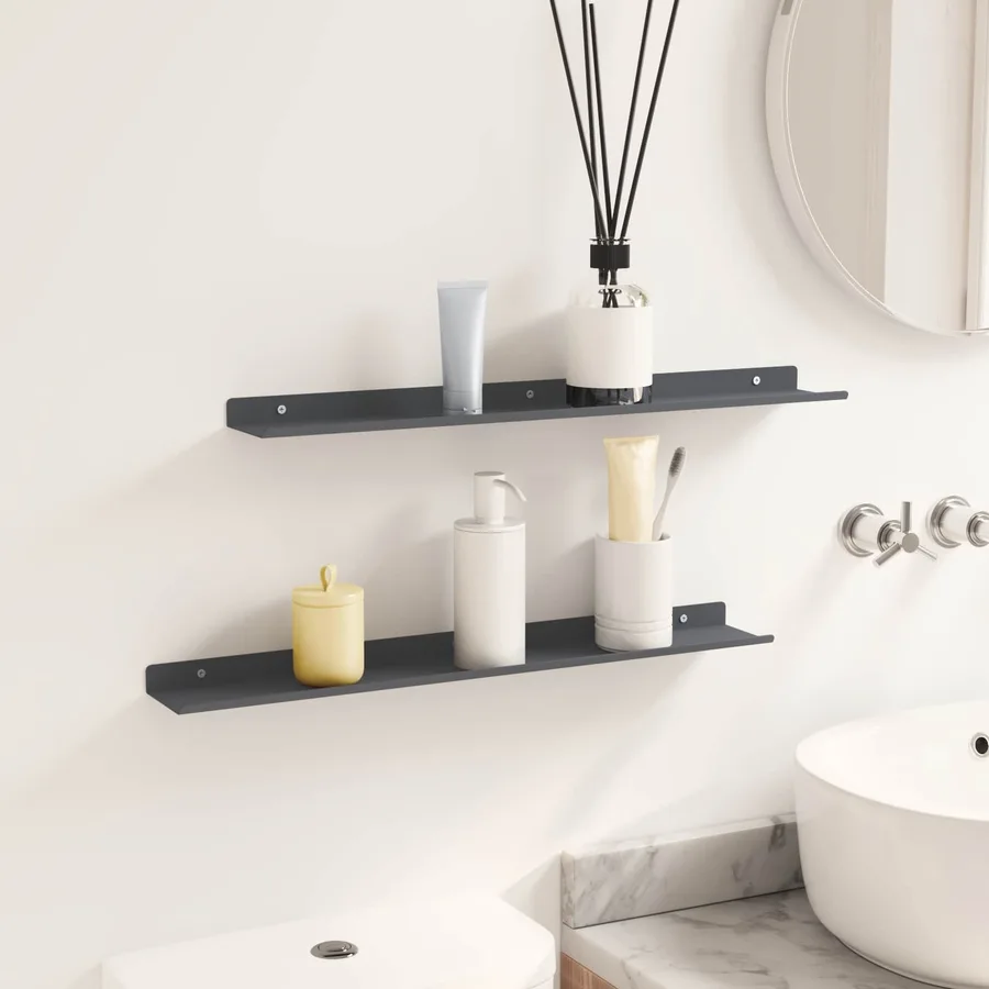 Étagère flottante 2 pcs Anthracite 60 x 8,5 x 2,5 cm Acier - 4