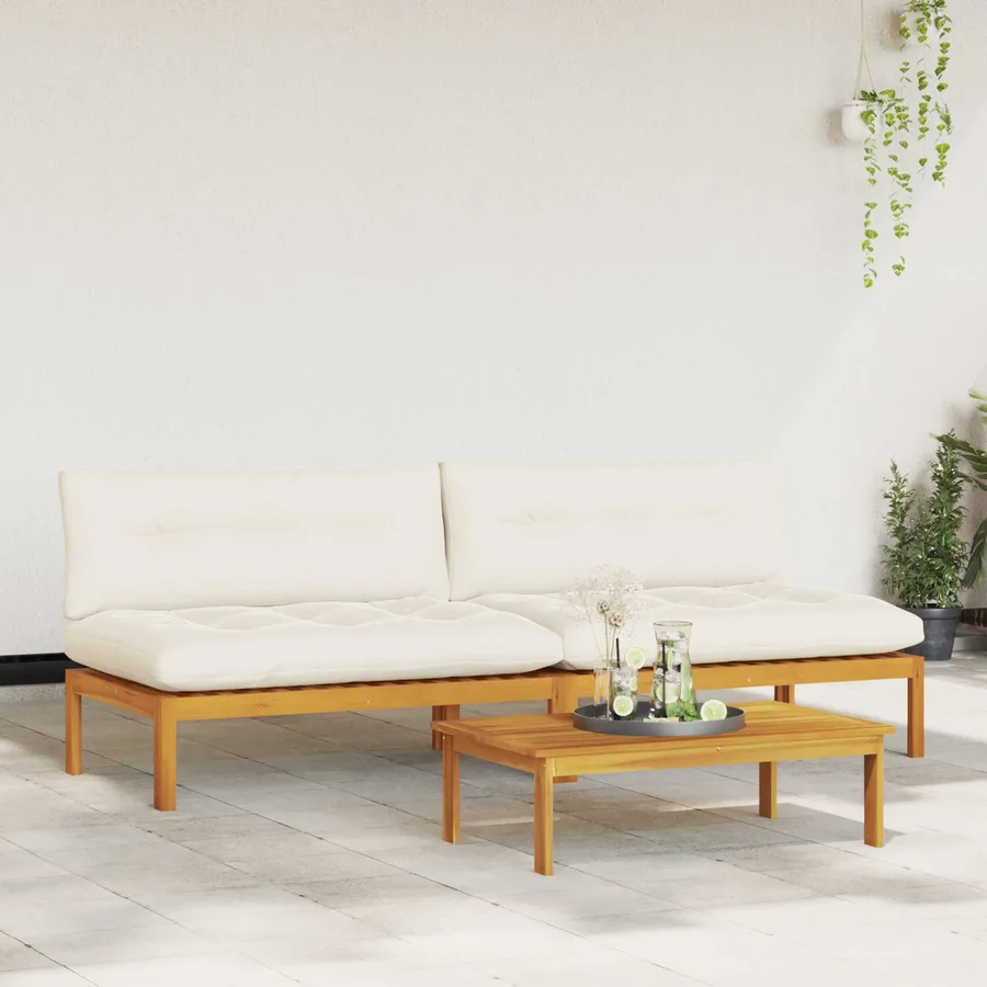 Unité de canapé du milieu 2 pc Blanc Naturel et Crème - 3