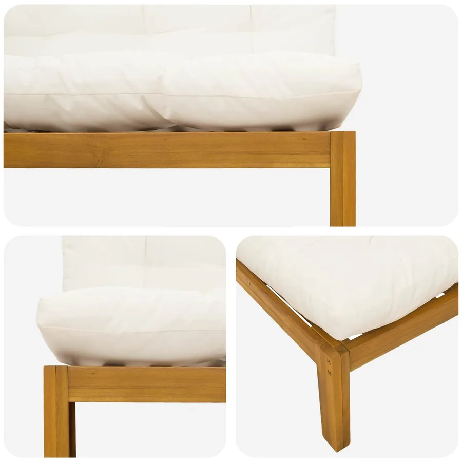 Unité de canapé du milieu 2 pc Blanc Naturel et Crème - 6
