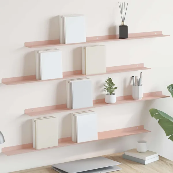 Étagère flottante 4 pcs Rose 100 x 9 x 2,5 cm Acier