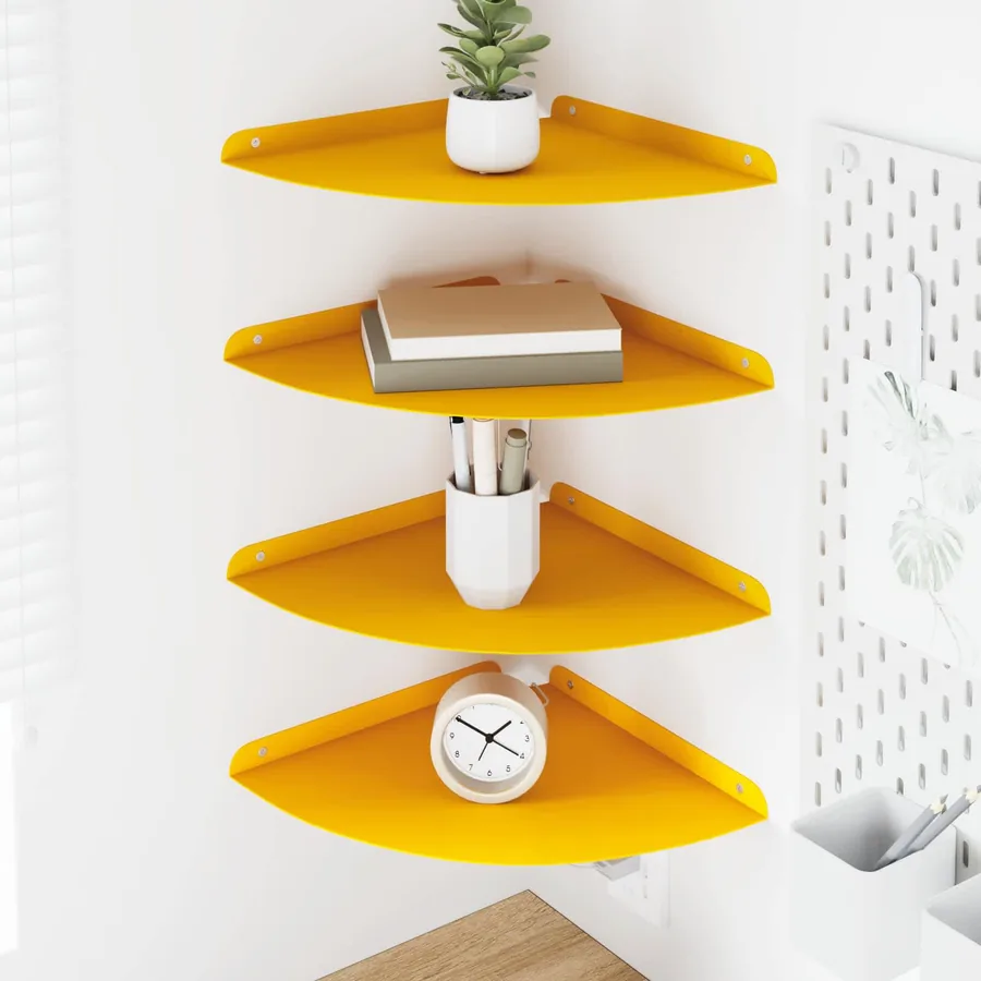 Étagère flottante 4 pcs Jaune moutarde 30 x 30 x 2 cm