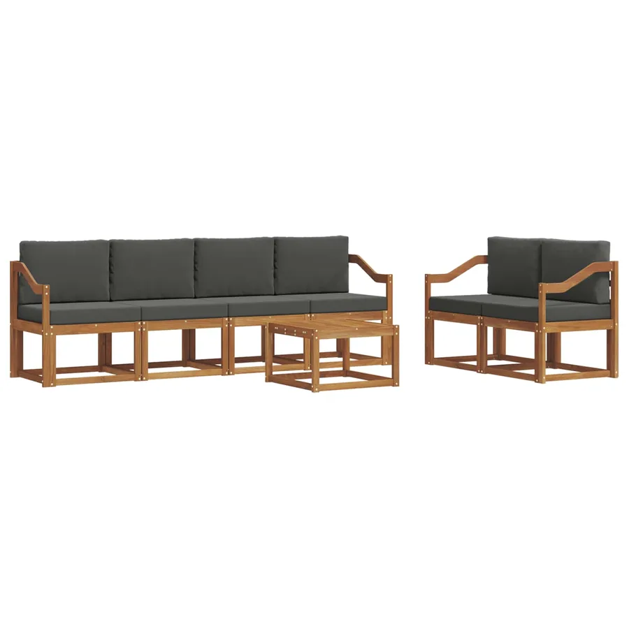 Ensemble de canapés d'extérieur 7 pcs Naturel et Anthracite - 2