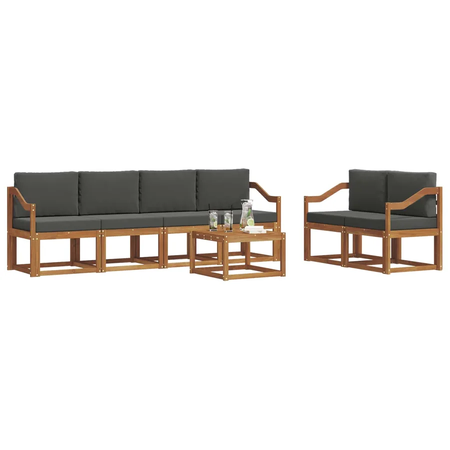 Ensemble de canapés d'extérieur 7 pcs Naturel et Anthracite - 3