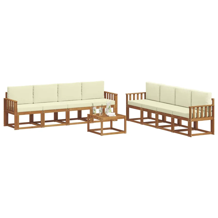 Ensemble de canapés d'extérieur 9 pcs Naturel et Crème - 3