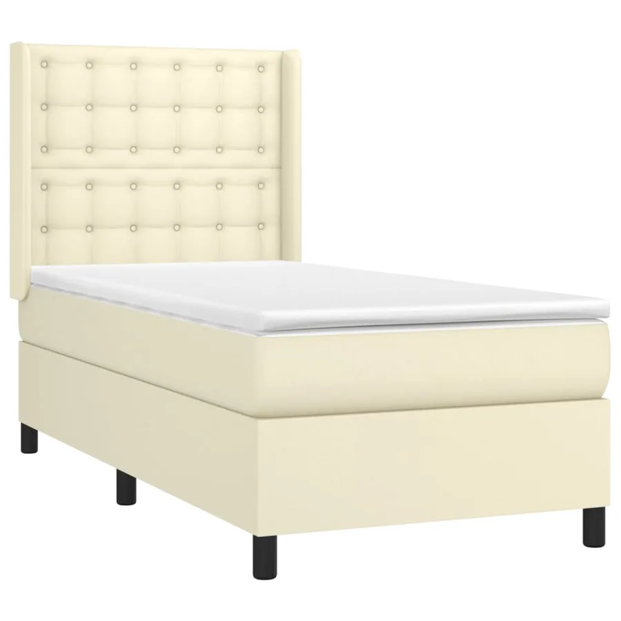 Sommier à lattes de lit matelas LED Crème 80x200cm Similicuir - 4
