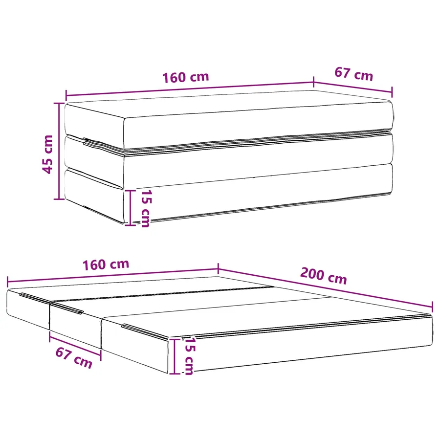 Canapé-lit pliable 160 x 67 x 45 cm Bleu - 10