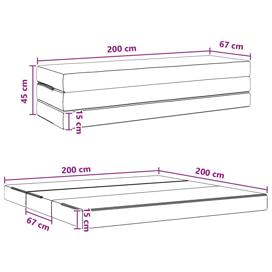 Canapé-lit pliable 200 x 67 x 45 cm Bleu - 8