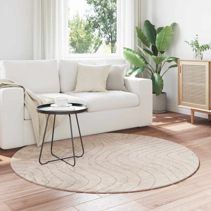 Tapis de surface Rond PALMERAS Beige Ø 160 CM Polyester