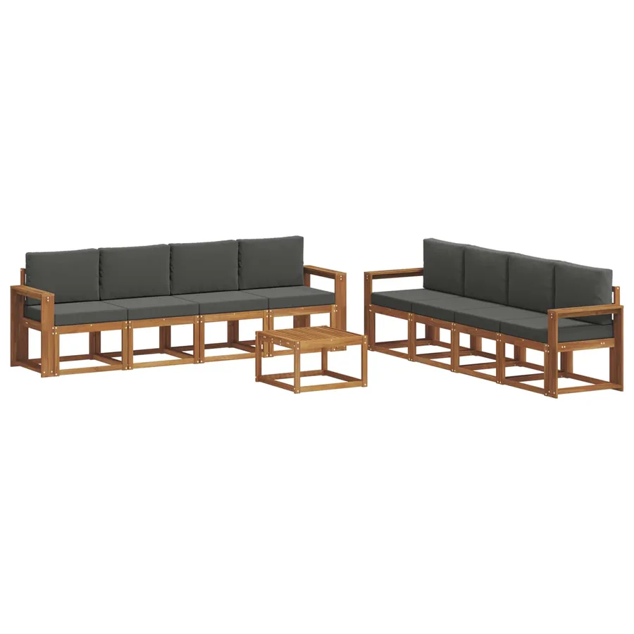 Ensemble de canapés d'extérieur 9 pcs Naturel et Anthracite - 2