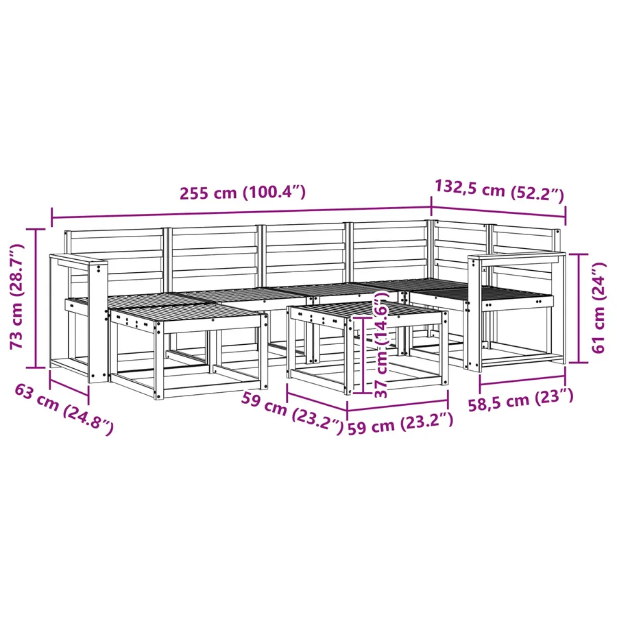Ensemble de canapés d'extérieur 7 pcs Naturel - 11