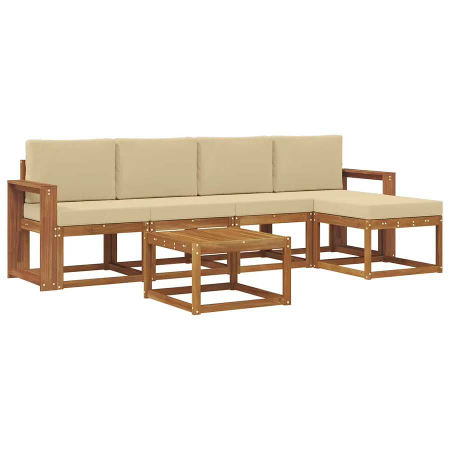 Ensemble de canapés d'extérieur 6 pcs Naturel et Beige - 2