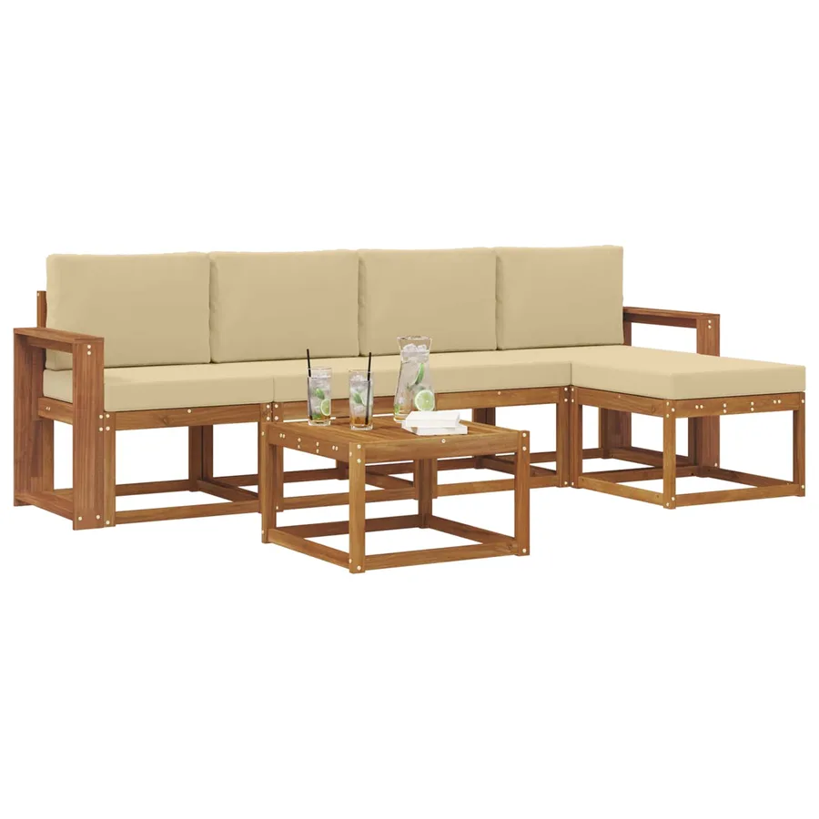 Ensemble de canapés d'extérieur 6 pcs Naturel et Beige - 3