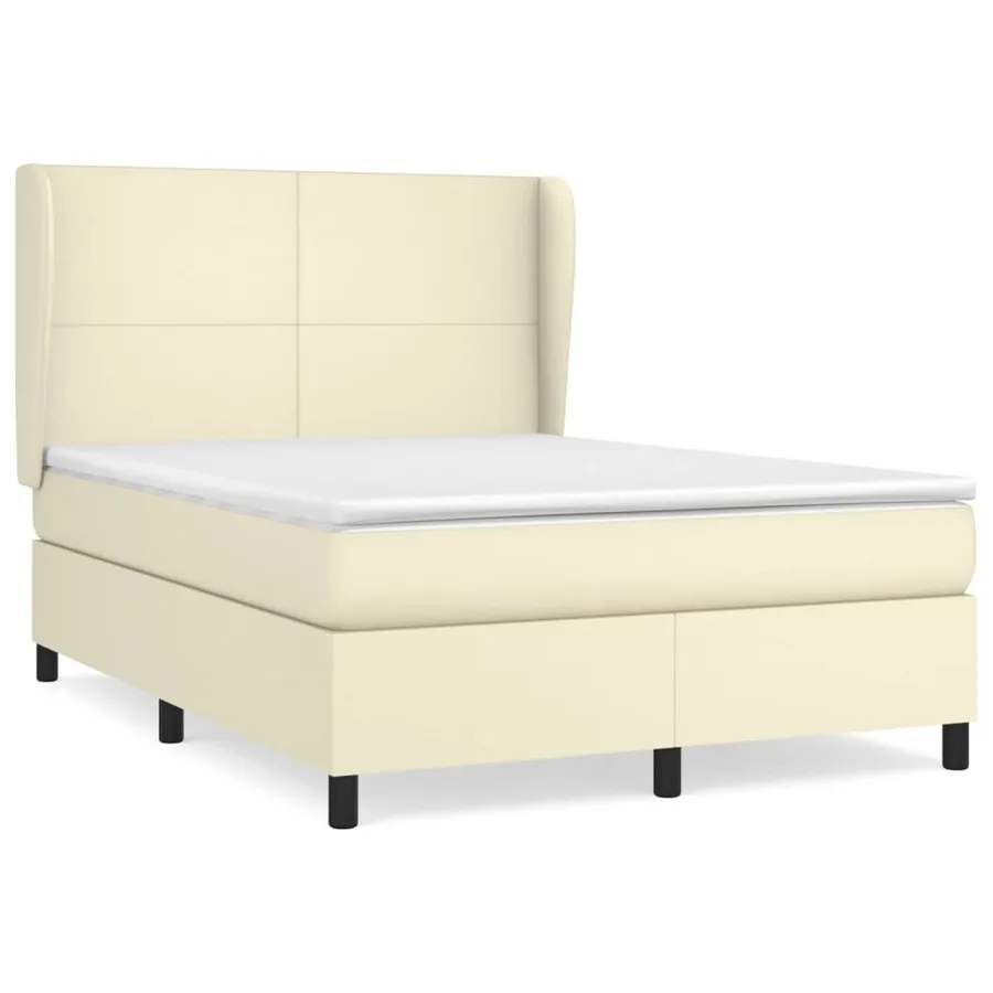Sommier à lattes de lit avec matelas Crème 140x190cm Similicuir - 2