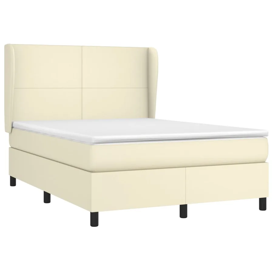 Sommier à lattes de lit avec matelas Crème 140x190cm Similicuir - 3