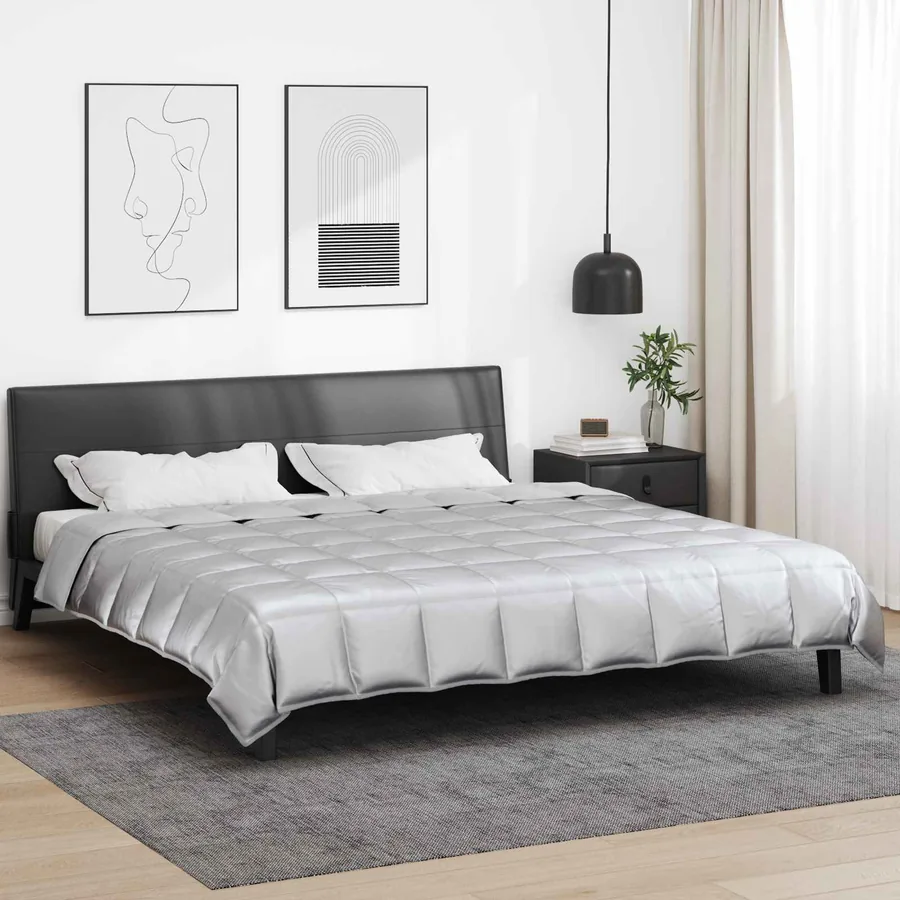 Duvet d'été simple Argenté 220 x 260 cm Satin et Microfibre