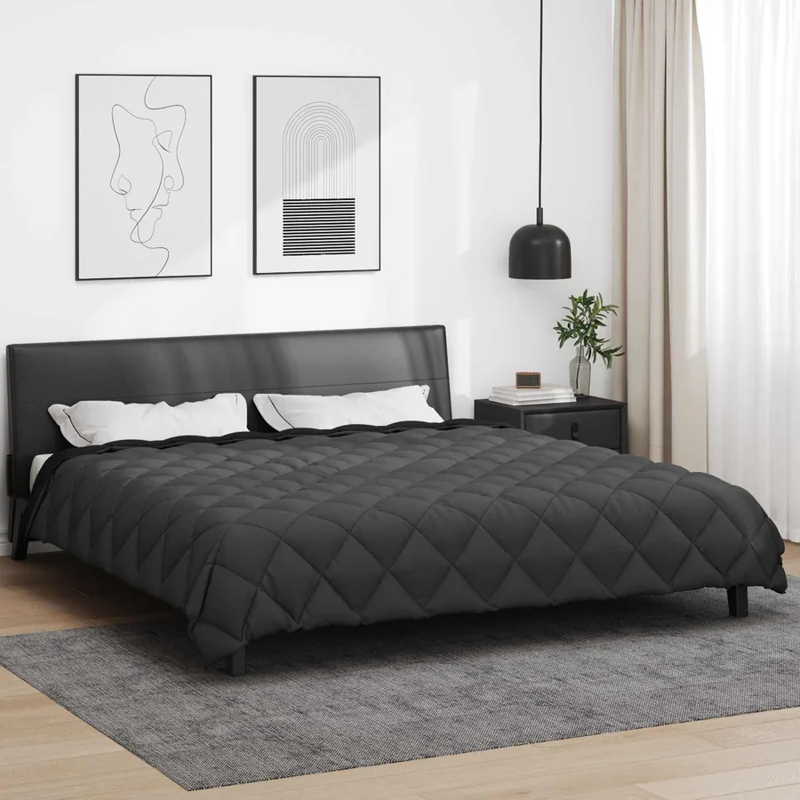 Duvet d'hiver Noir et anthracite 220 x 260 cm Microfibre