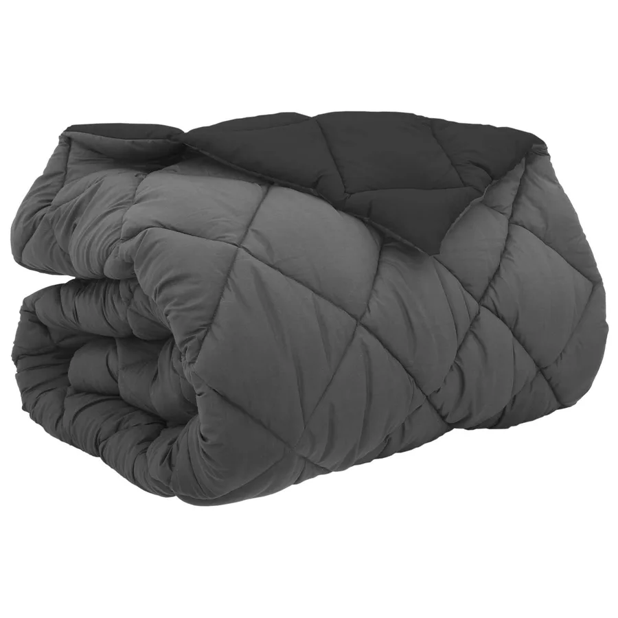 Duvet d'hiver Noir et anthracite 220 x 260 cm Microfibre - 2