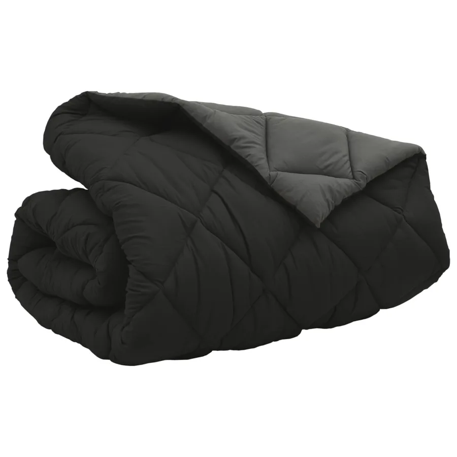 Duvet d'hiver Noir et anthracite 220 x 260 cm Microfibre - 5
