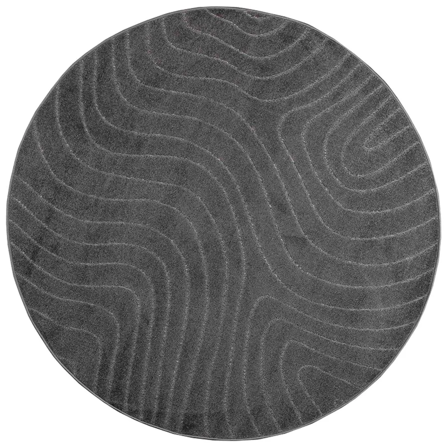 Tapis de surface Rond PALMERAS Anthracite Ø 120 CM Polyester - 2