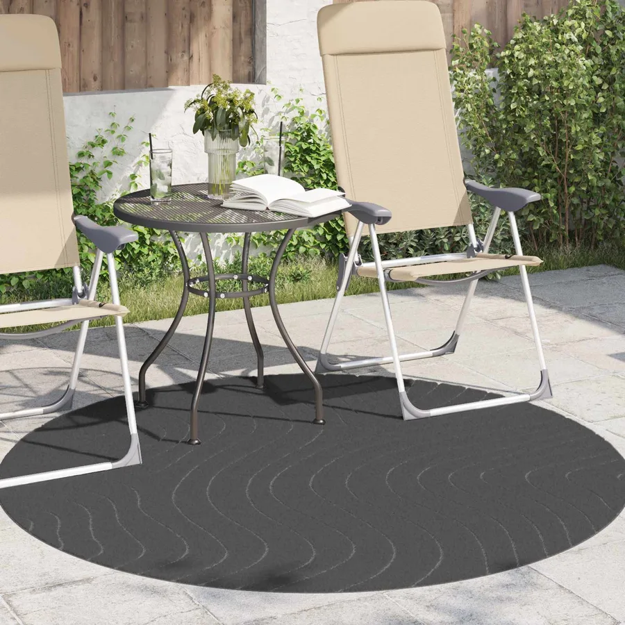 Tapis de surface Rond PALMERAS Anthracite Ø 120 CM Polyester - 3