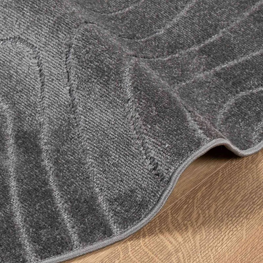Tapis de surface Rond PALMERAS Anthracite Ø 120 CM Polyester - 5
