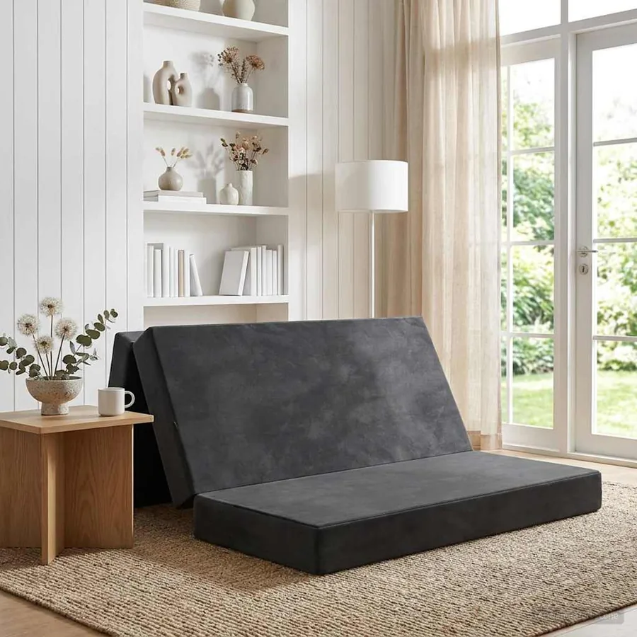 Canapé-lit pliable 140 x 67 x 45 cm Gris foncé